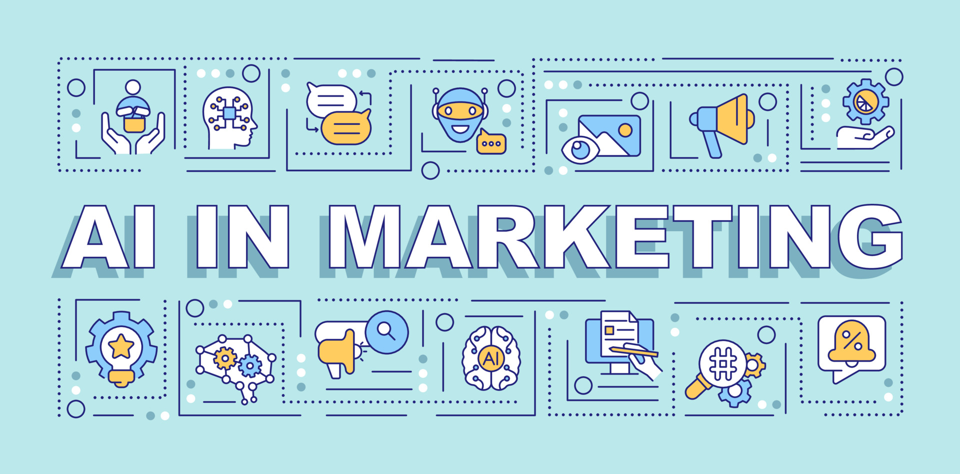 Ai in marketing word concepts pastel mint banner