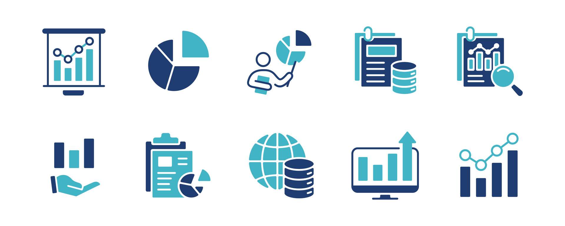 business growth diagram monitoring data analysis icons