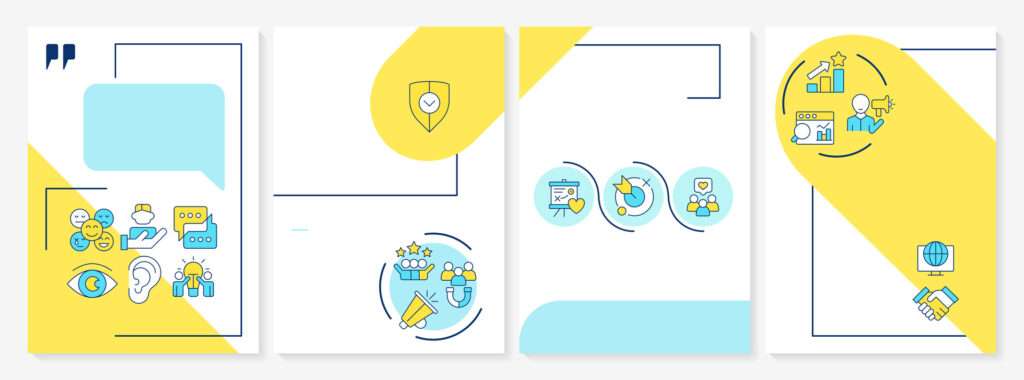 Vecteezy social media listening blue and yellow brochure template 55710052